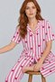Women's Comfortable Fit Shirt Collar Pink Heart Pajama Set 4769 - 2
