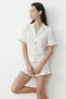 Women's Relaxed Elastic White Pajama Set - 4