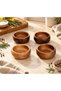 4-Piece Acacia Wood Handmade Snack Bowl Set Natural Presentation Bowls Sauce Bowl & Snack Bowl