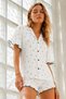 Women's Knitted Cotton Mini Size White Pajama Set - 6