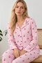 Women's Cherry Patterned Gingham Pink Pajama Set 4793 - 5