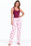 Women's Trend Casual Blouse Burgundy Patterned Pajama Set