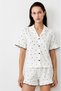 Women's Relaxed Elastic White Pajama Set
