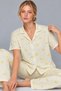 Women's Shirt Collar Patterned Double Yellow Pajama Set 4795 - 3