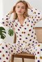 Women's Ladybug Shirt Collar White Pajama Set 4827 - 3
