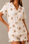 Women's Casual Buttoned V-Neck Snow White Pajama Set - 6