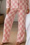 Women's Knitted Shirt Collar Pink Pajama Set - 4
