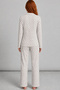 Women's Long Sleeve Comfortable White Pajama Set 4758 - 4