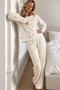 Women's Stylish Long Sleeve Ecru Pajama Set