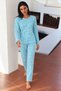Women's Long-Sleeved, Relaxed-Fit, Patterned Pajama Set in Mint Green - 6