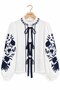 Ecru Ethnic Inspired Triple Lace Detailed Embroidered Balloon Sleeve Blouse - 7