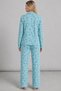 Women's Patterned Long Sleeve Mint Green Pajama Set 4760 - 4