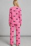 Women's Patterned Breathable Pink Pajama Set 4694 - 3