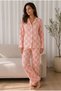 Women's Patterned Basic Winter Pink Pajama Set - 2