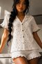 Women's Cool Elastic White Pajama Set Summer - 6