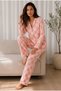 Women's Patterned Basic Winter Pink Pajama Set - 5