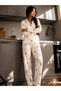 Women's Buttoned Shirt Collar Home Wear White Pajama Set