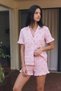 Women's Loose Pink Pajama Set with Stretchy Shorts - 5