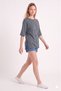 Navy Blue and White Striped Oversized Long-Sleeve T-Shirt with Side Slits | Cotton Basic Crew Neck - 3