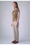 Stone-Colored, Drapey, Ruched, Asymmetrical-Neckline, Sleeveless Blouse | Fitted Cut, Knitted Crepe Fabric, Chic - 2