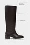 Tetra Coffee Matte Pointed Toe Chunky Block Heel Women's Riding Boots - 2