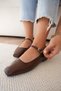 Rovva Bitter Coffee, Chunky Heel, Buckle Detail, Mary Jane Women's Flats. - 4