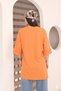 Orange Oversized Long-Sleeve T-Shirt with Double Sleeves and Side Slits | Cotton Basic Crew Neck Single Jersey Fabric - 5