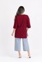 Burgundy Oversized Long-Sleeve T-Shirt with Double Sleeves and Side Slits | Cotton Basic Crew Neck Single Jersey Fabric - 4