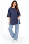 Navy Oversized Long-Sleeve T-Shirt with Double Sleeves and Side Slits | Cotton Basic Crew Neck Single Jersey Fabric - 6