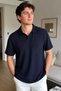 Polo Collar Self-Patterned Men's T-Shirt