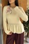 Gülseli Women's Knit Blouse with Scarf Accessory - 3