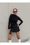 Women's black sandy fabric embellished blouse 30098 - 4
