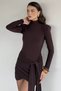Shoulder Padded Mini Dress with Tail - 3