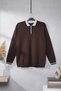Men's Polo Collar Half Buttoned Color-Blocked Knit Sweater - 3