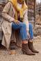 Women's Pointed Toe, Slim Leg, High Heel, Zip-Up Boots by Derlis in Light Brown Suede - 3