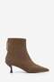 Women's Pointed Toe, Slim Leg, High Heel, Zip-Up Boots by Derlis in Light Brown Suede - 2