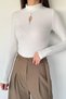 Women's Front Window Detailed Self-Patterned Blouse - 3