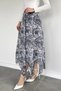 Women's Asymmetrical Cut Patterned Skirt with Elastic Waist and Inner Lining - 4