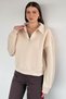High Collar Half Zipper Embroidered Women's Sweatshirt - 3