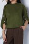 Gülseli Crew Neck Knit Sweater with Button Detail. - 3