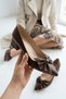 Story Brown Bow Detail (4 cm) Pointed Toe Heeled Shoes - 8