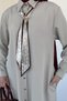 Buttoned Hijab Dress with Scarf Accessory - 4