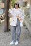 Lace Detailed Striped Trench Coat - 3
