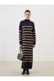 Peak New Season Stand Collar Striped Knitwear Dress