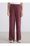 LCW Modest Burgundy Muslin Solid Standard & Regular Wide-Leg Women's Pants, Featuring the ALITA CITY Touch - 3