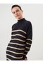 Peak New Season Stand Collar Striped Knitwear Dress - 3