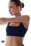 Navy Blue Cream Lightweight Support Square Neckline Sports Bra with Removable Pads