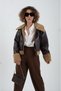 Brown Faux Leather Short Coat - 3