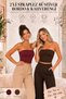 Premium - Women's Burgundy & Brown Strapless Cropped Top Bustier / Stretchy, Stylish Basic Top - 3