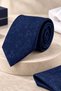 Navy Blue Paisley Pattern Classic Tie with Handkerchief Kk13123 - 3
